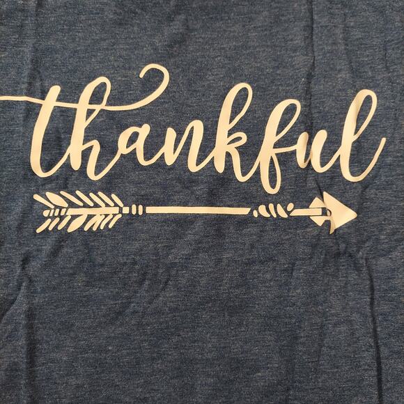 Graphic Shirt Womens XL Thankful Blue Short Sleeve Tee-shirt - Picture 1 of 4